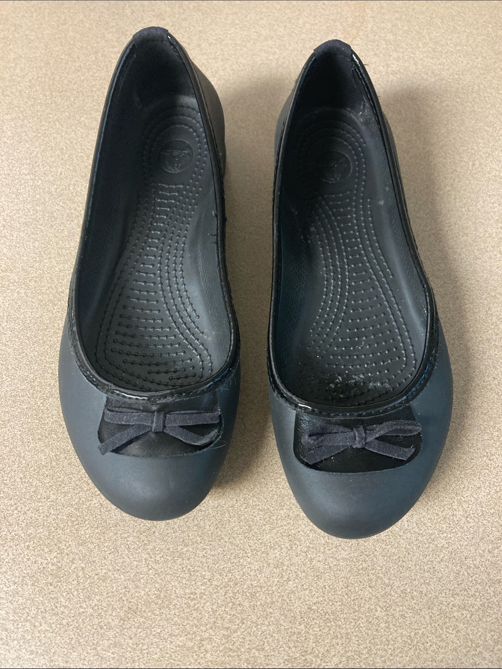 CROCS Black Bow-Accent Ballet Flats